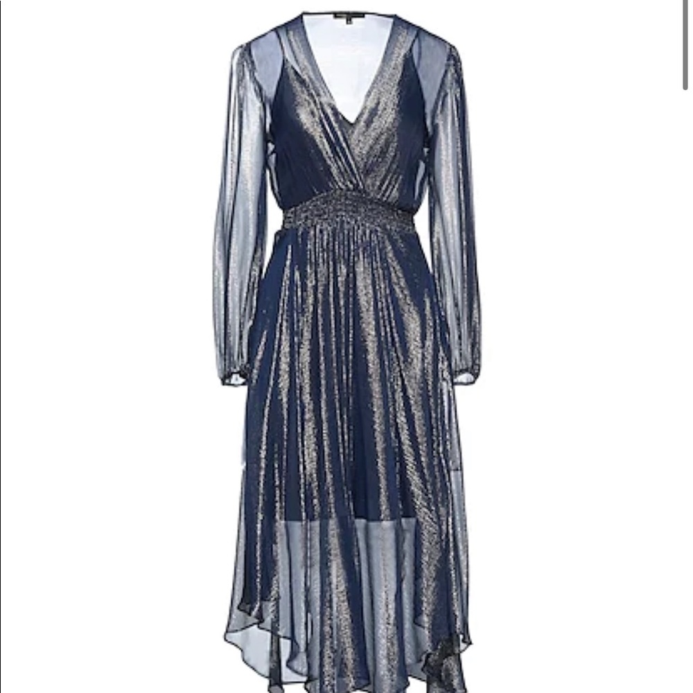 Maje Metallic Dress with Black Slip